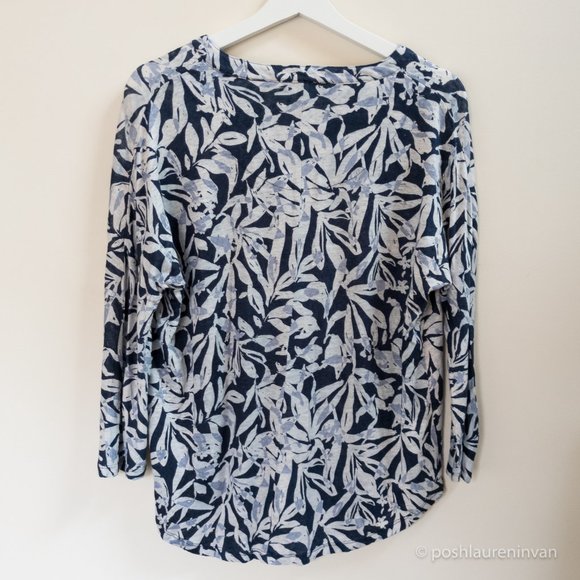 Monsoon 100% Linen Knit Top – Blue / Floral Print – US 6 - Picture 2 of 14